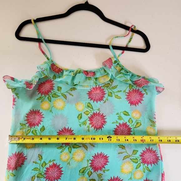 Vintage Blue Floral Nightie Lingerie Sheer Slip Dress 90s Y2K Mini Romantic cute - Picture 8 of 10